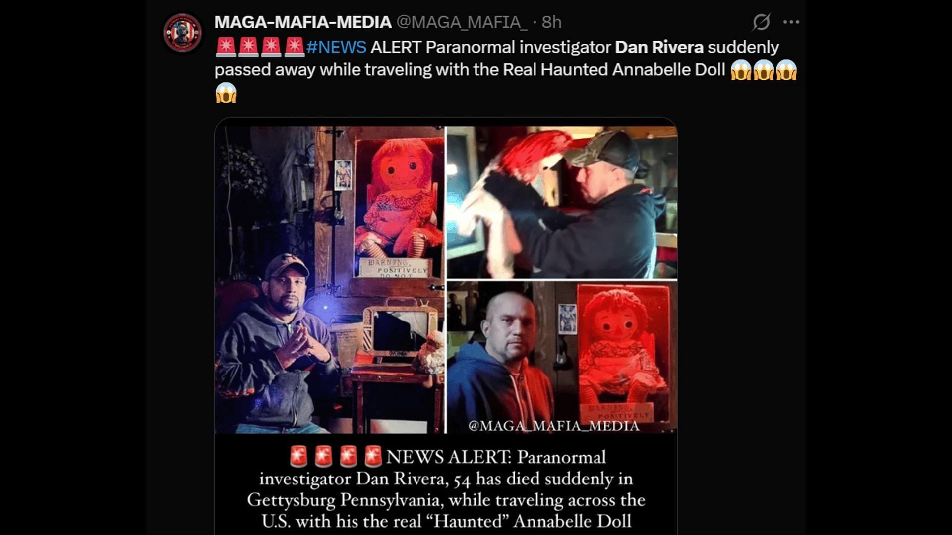 Dan Rivera died on Sunday night. (Image via X)